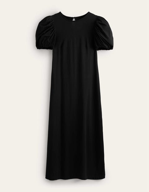 Jersey-Midikleid mit Puffärmeln Damen Boden, Schwarz