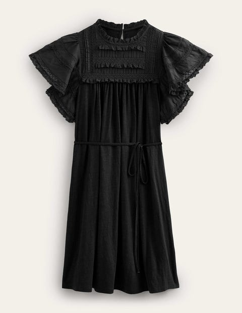 Trim Detail Jersey Mini Dress Black Women Boden