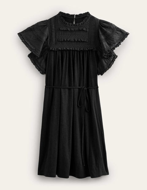 Jersey-Minikleid mit Bortendetail Women Boden, Schwarz