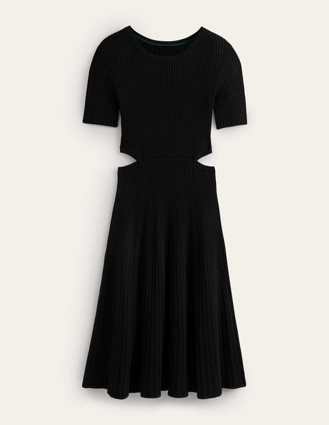 Cut Out Knitted Midi Dress - Black | Boden US