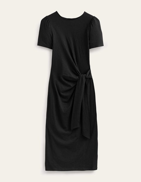 Knot Front Jersey Midi Dress Black Women Boden
