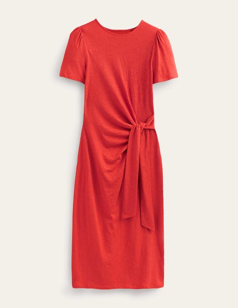 Knot Front Jersey Midi Dress Red Women Boden