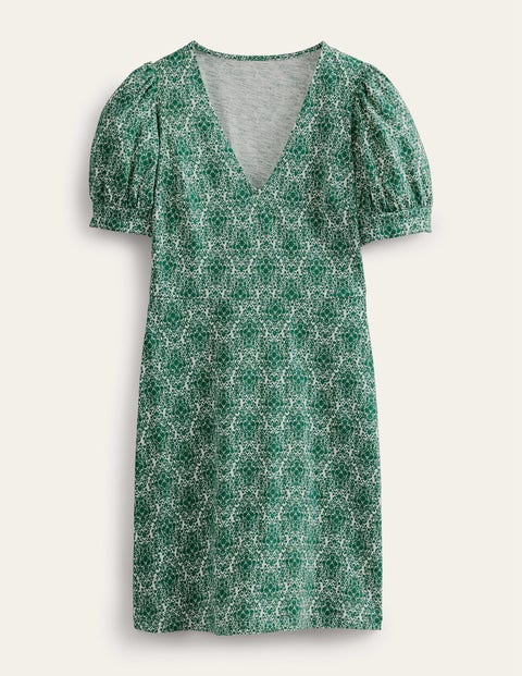 V-Neck Jersey Mini Dress Green Women Boden