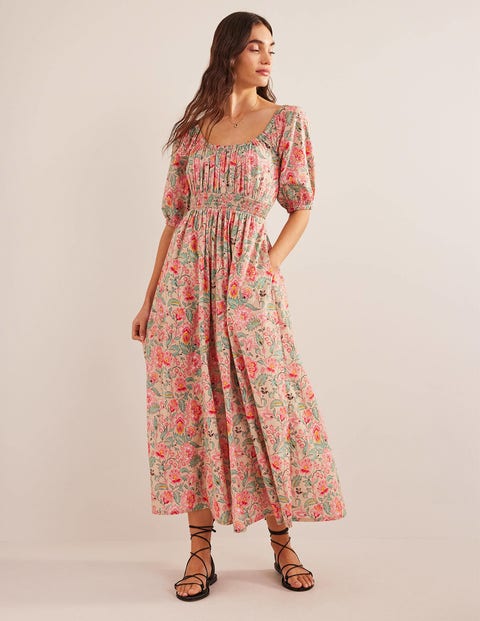 Scoop Neck Maxi Dress - Multi, Gardenia Whirl