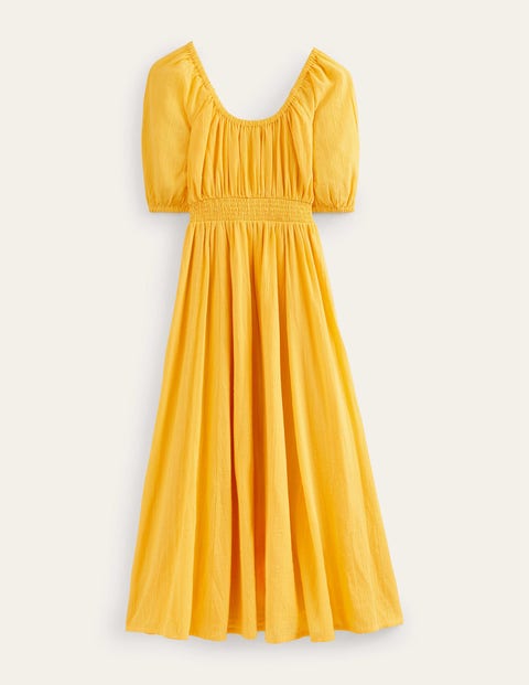 Scoop Neck Maxi Dress - Yellow Texture | Boden UK