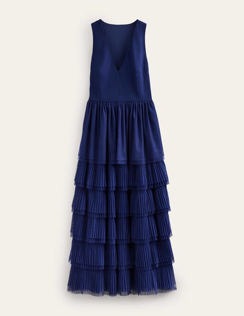 Tiered Tulle Maxi Dress - Navy | Boden UK