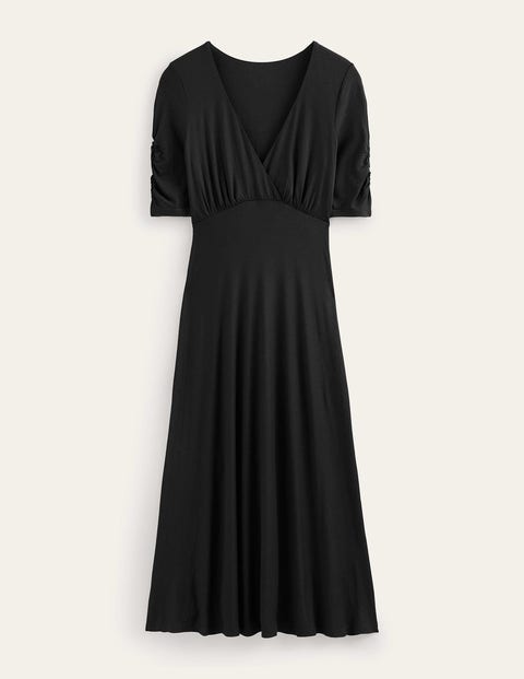 Rebecca Jersey Midi Tea Dress - Black | Boden UK