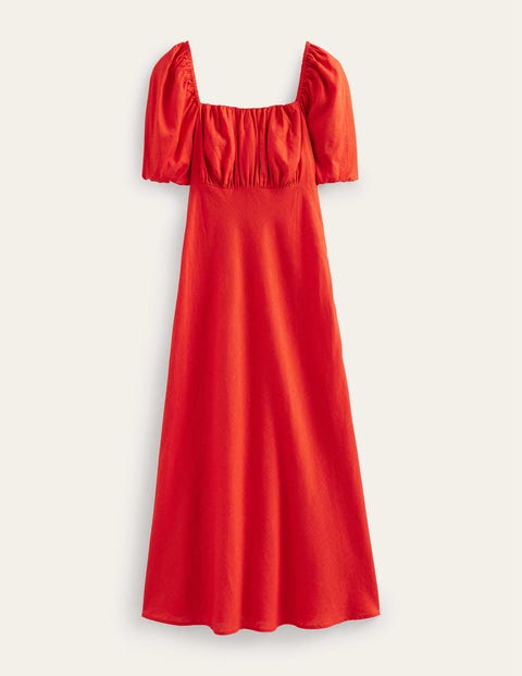 Ruched Bodice Midi Dress - Vermillion | Boden UK