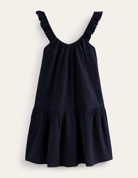 Strappy Cheesecloth Dress Blue Women Boden