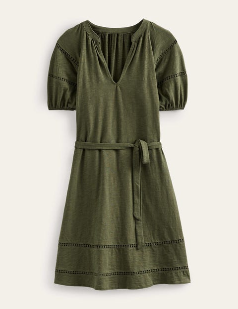 Trim Detail Jersey Dress Green Women Boden
