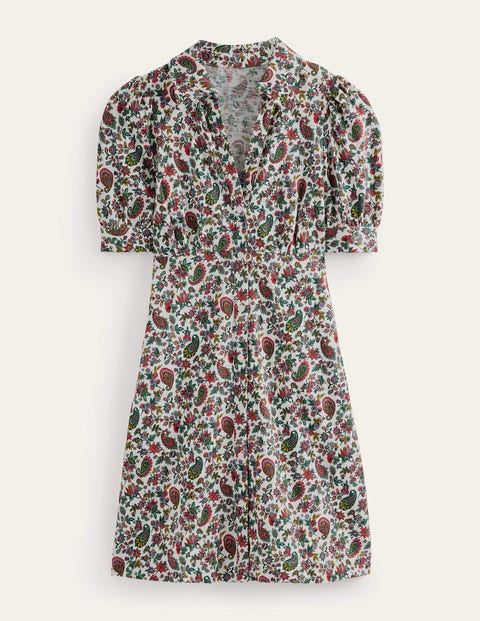 Button Jersey Mini Tea Dress Multicouloured Women Boden