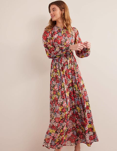 Curved Waist Maxi Dress - Multi, Moire Bloom