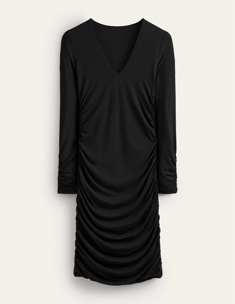 Ruched Body Jersey Mini Dress Black Women Boden