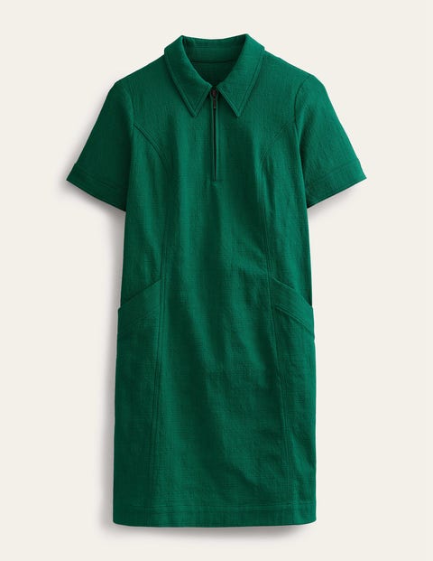 Zip Detail Mini Shift Dress Green Women Boden