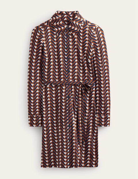 Jessie Jersey Shirt Dress Brown Women Boden