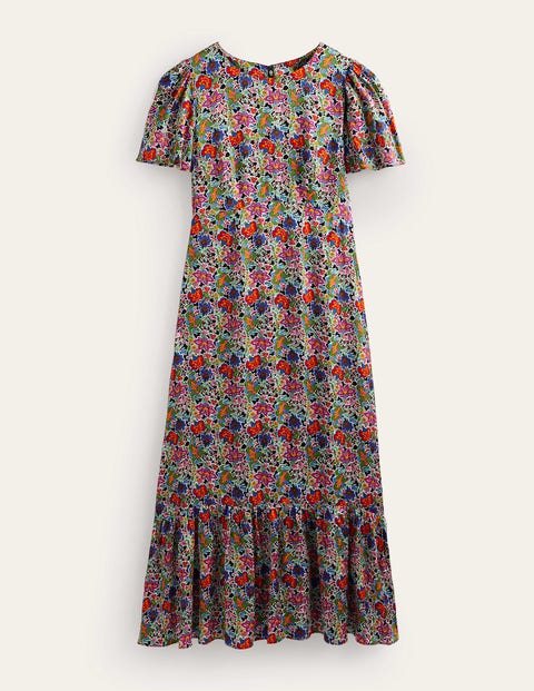 Boden Tiered Flutter Tea Dress Multi, Carnation Garden Women