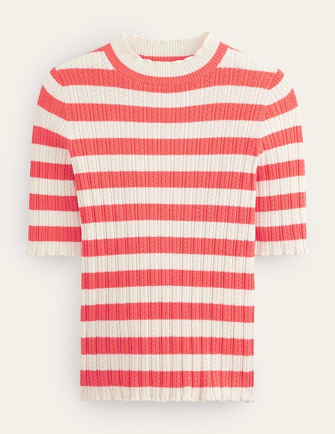 Ribbed Pointelle High Neck Top Multicouloured Women Boden