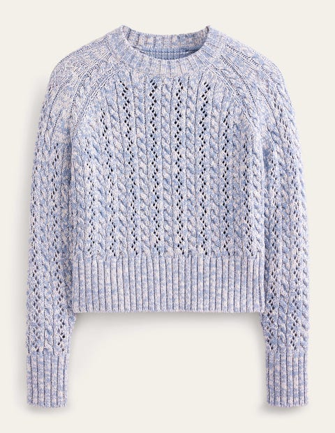Marled Cable Jumper Blue Women Boden