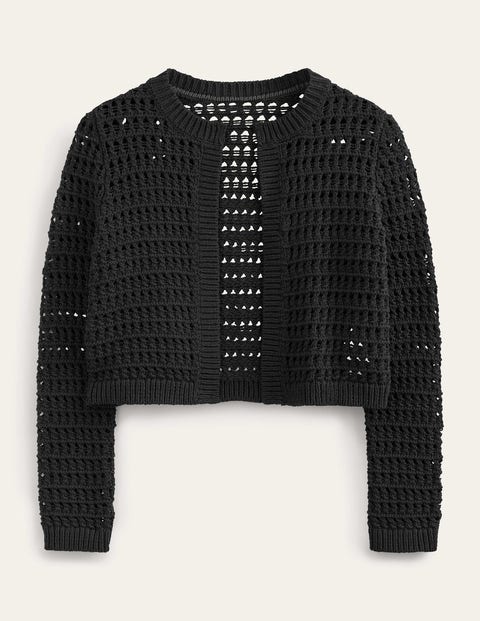 Cropped Crochet Cardigan Black Women Boden