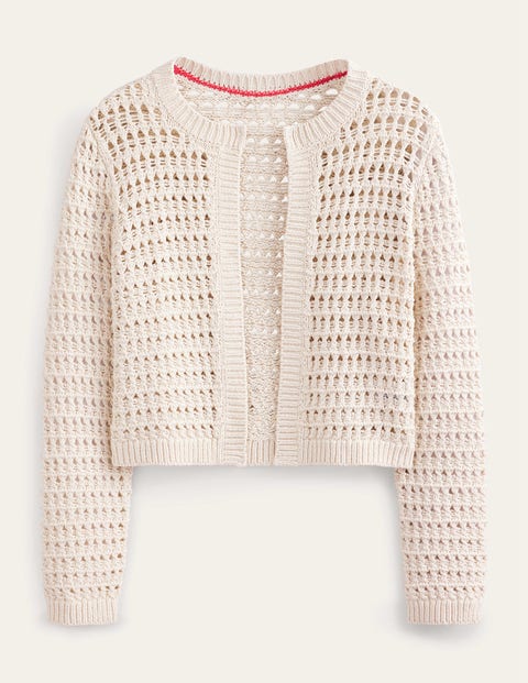 Cropped Crochet Cardigan Ivory Women Boden