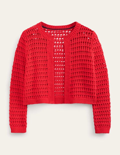 Cropped Crochet Cardigan Red Women Boden