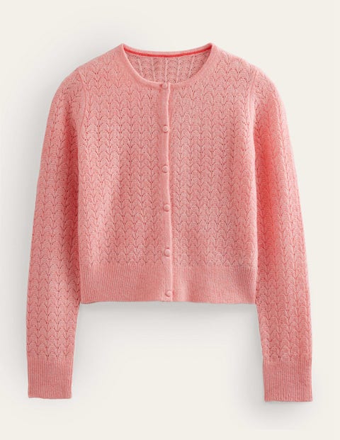 Pointelle Long-Sleeve Cardigan Pink Women Boden