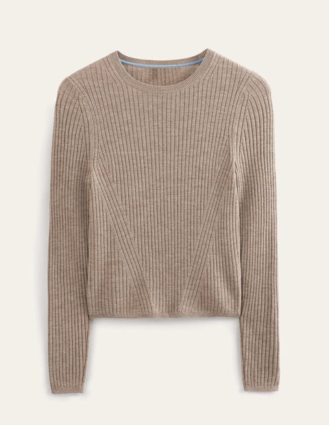 Ribbed Merino Jumper Brown Women Boden