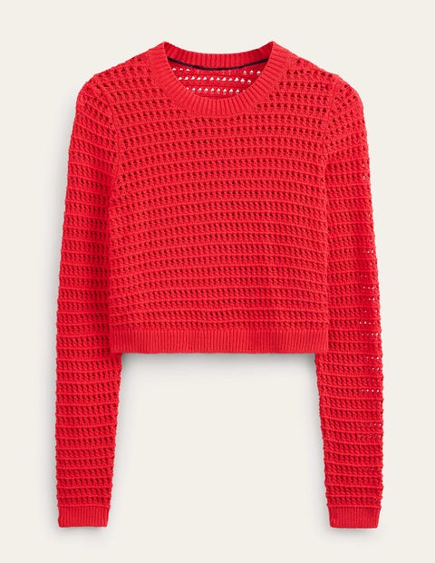 Boden Cropped Crochet Jumper High Risk Red Women | ModeSens