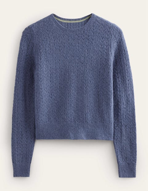 Fluffy Pointelle Jumper Blue Women Boden