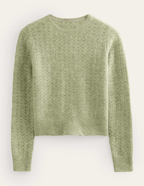 Fluffy Pointelle Jumper Green Women Boden