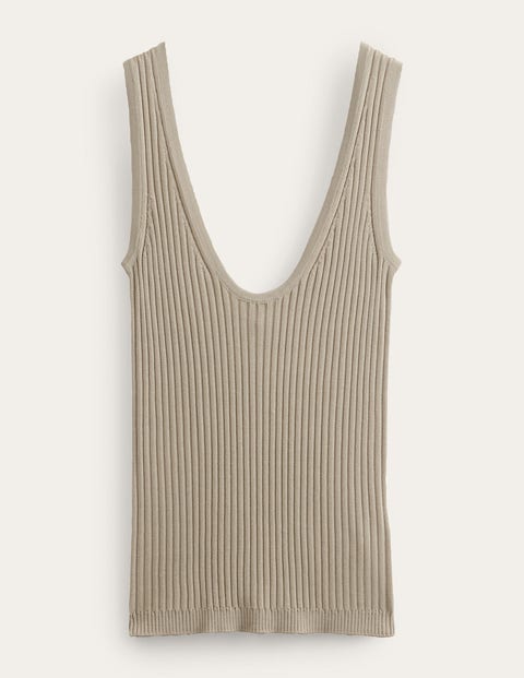 Cropped Scoop Ribbed Vest Ivory Women Boden
