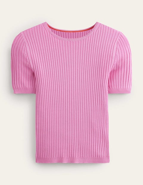 Ribbed Knitted T-Shirt Pink Women Boden