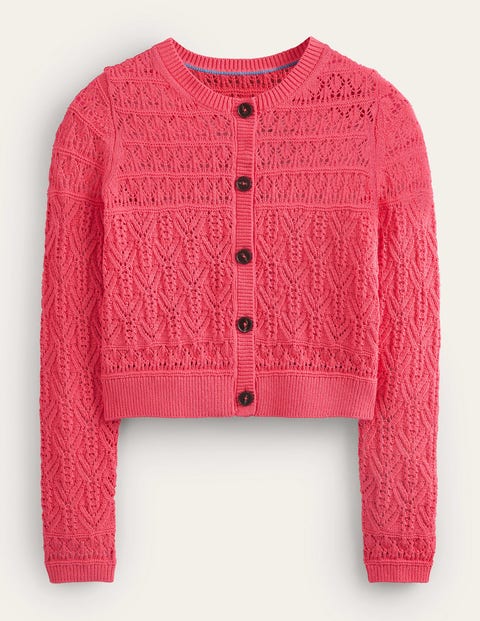 Pointelle Cotton Cardigan Pink Women Boden