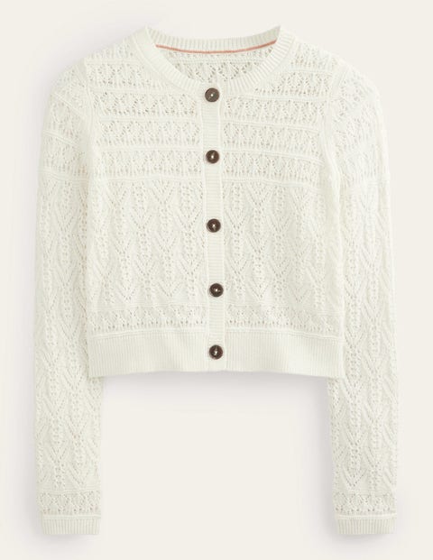 Pointelle Cotton Cardigan Ivory Women Boden