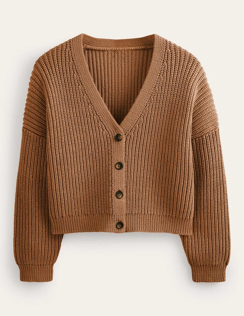 Oversized Ribbed Cardigan Brown Women Boden