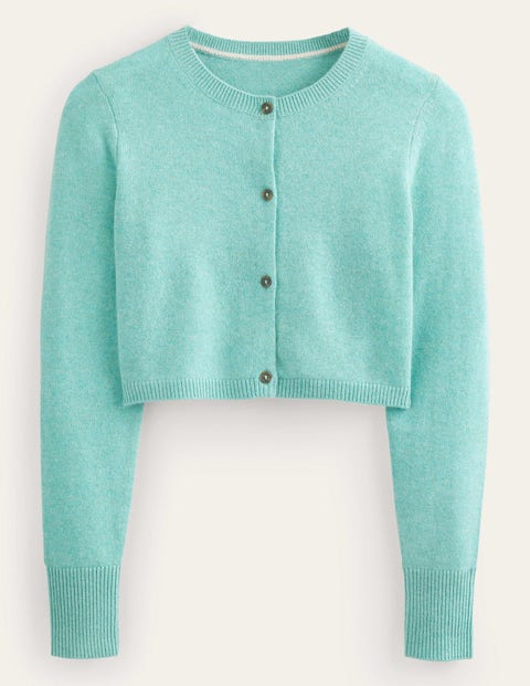 Cropped Fluffy Cardigan - Sparkle Camel Melange | Boden US