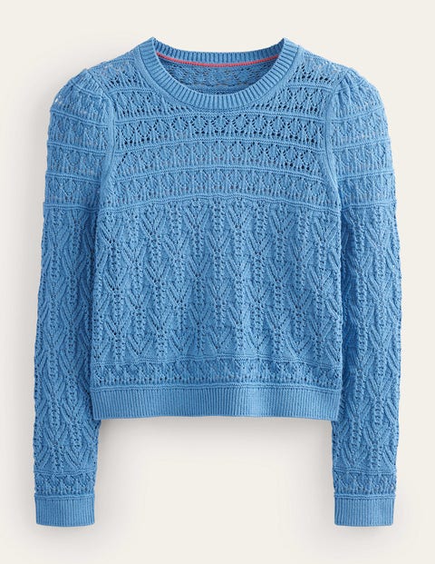 Pointelle Cotton Jumper Blue Women Boden