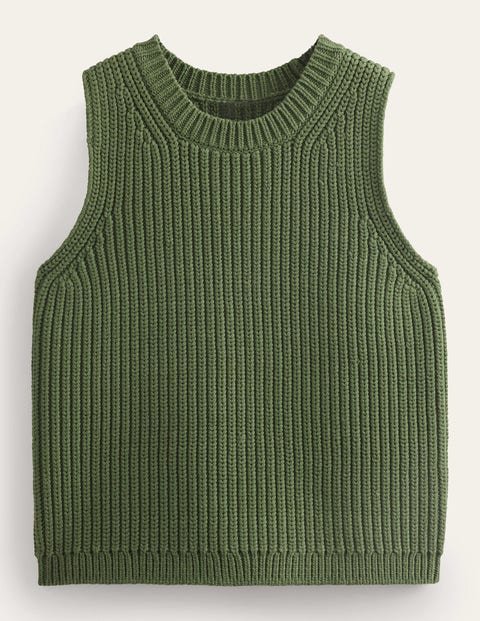 Chunky Ribbed Tank Green Women Boden