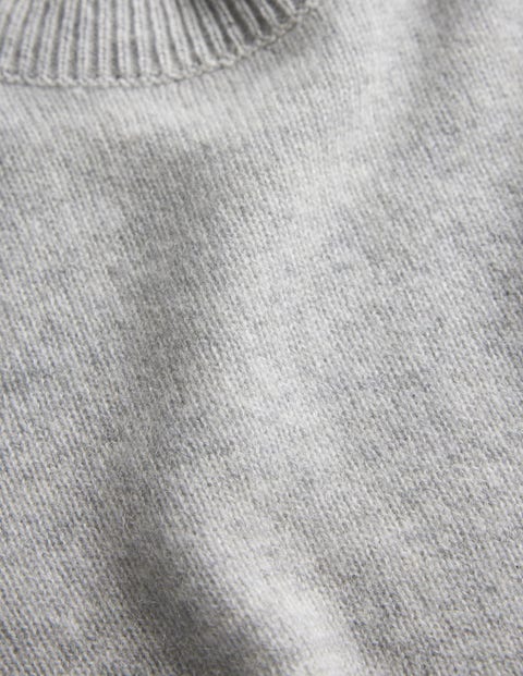 Cropped Cashmere T-Shirt - Pale Grey Melange | Boden UK