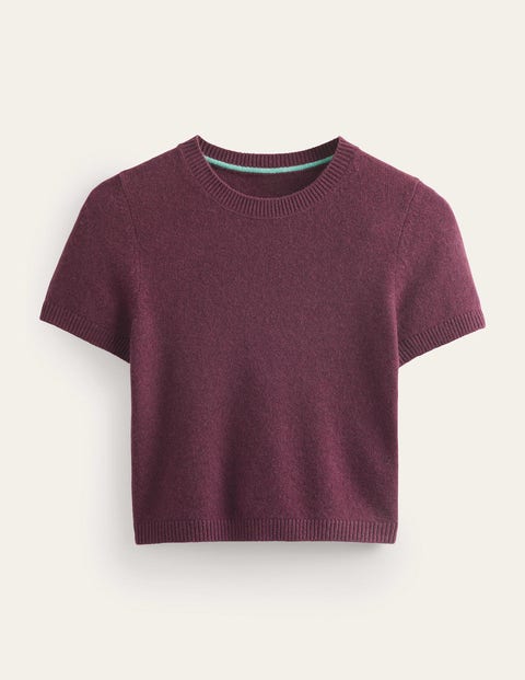 Cropped Cashmere T-Shirt Red Women Boden
