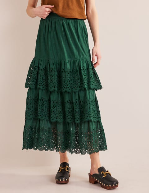Green cotton hotsell maxi skirt