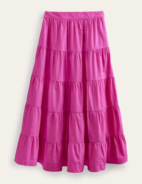 Tiered Poplin Midi Skirt - Rose Violet | Boden UK