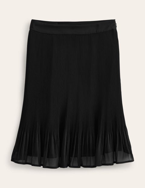 Knee Length Plisse Skirt - Black