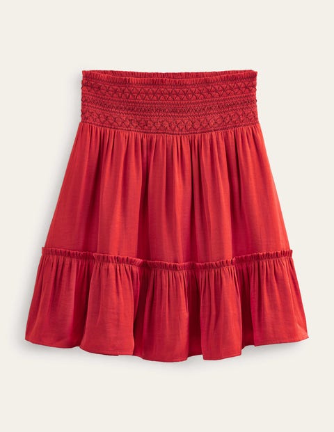 Shirred Waist Mini Skirt Red Women Boden