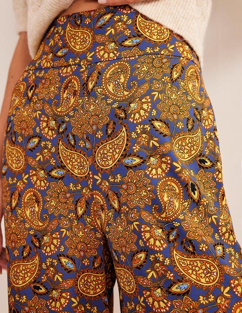 Fluid Wide Trousers - Harvest Gold, Paisley Terrace