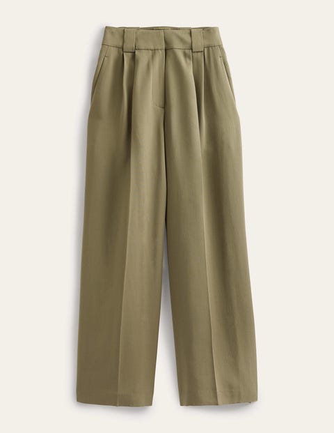 Islington Wide Leg Trousers Khaki Women Boden