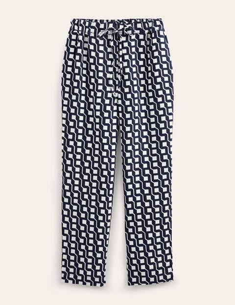 Relaxed Linen Pull On Trousers Navy Women Boden