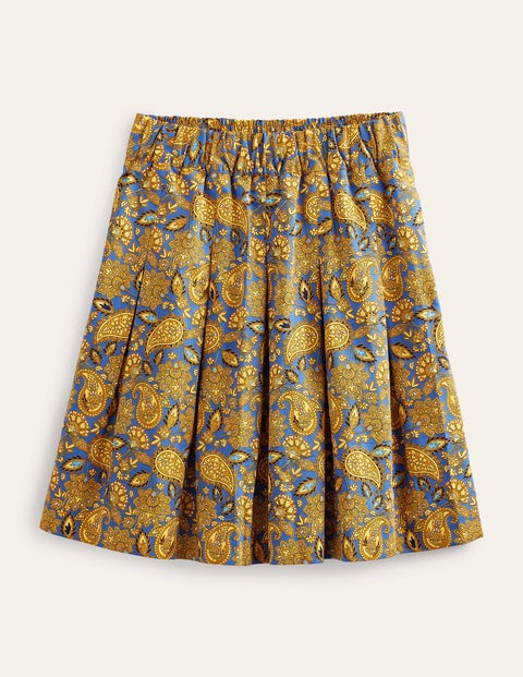 Pleated Cotton Skirt Gold Women Boden