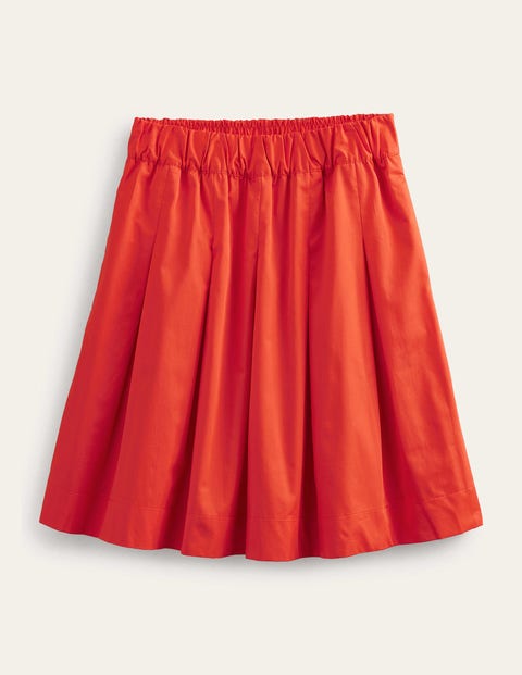 Pleated Cotton Skirt Red Women Boden