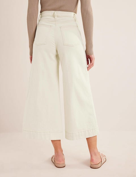 High Rise Culotte Jeans - Ecru